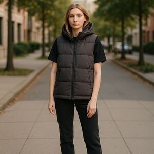 Brown Quilted Vest with Insulated Design